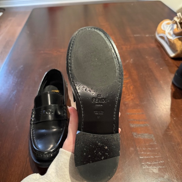 Fendi Black Penny Loafers with Discrete Logo - Picture 5 of 6